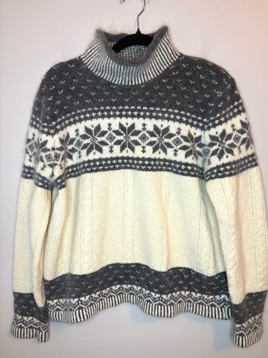 Lord & Taylor Sweaters - Vintage Lord & Taylor M Lambswool Angora Fair Isle Mock Neck Sweater UK